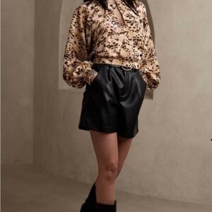 Banana Republic Tan and Black Leopard Print Top